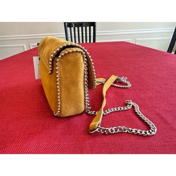 Zara Mustard Yellow Suede Bow Accent Crossbody Bag With Studs, NWT - Picture 6 of 12